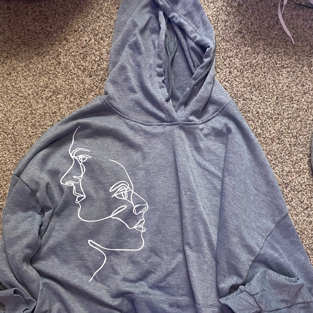 two face grey sweatshirt